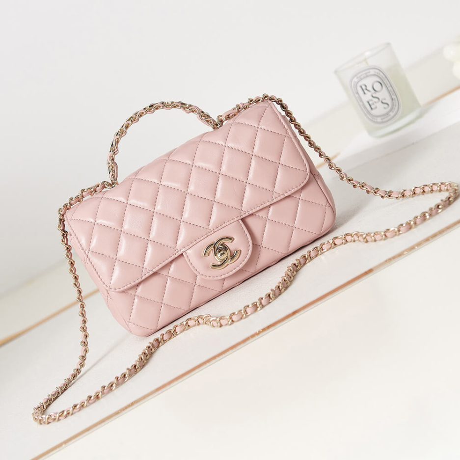 Ch*el mini flap with top handle
