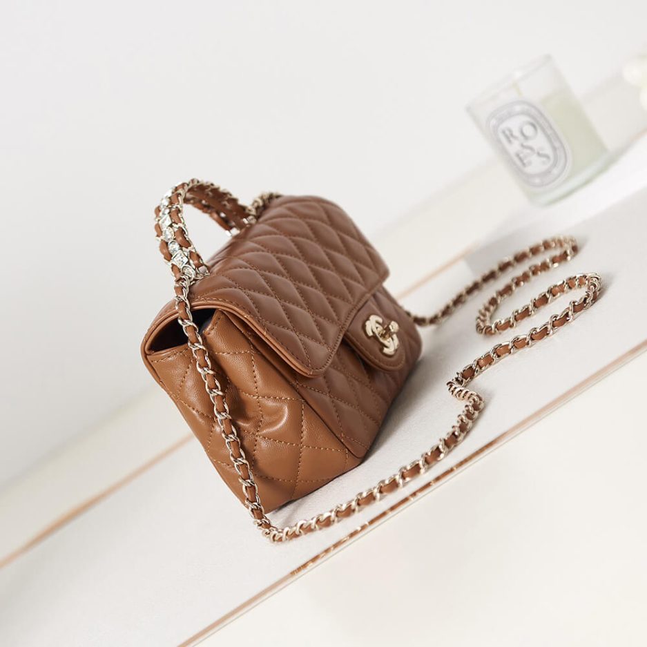 Ch*el mini flap with top handle